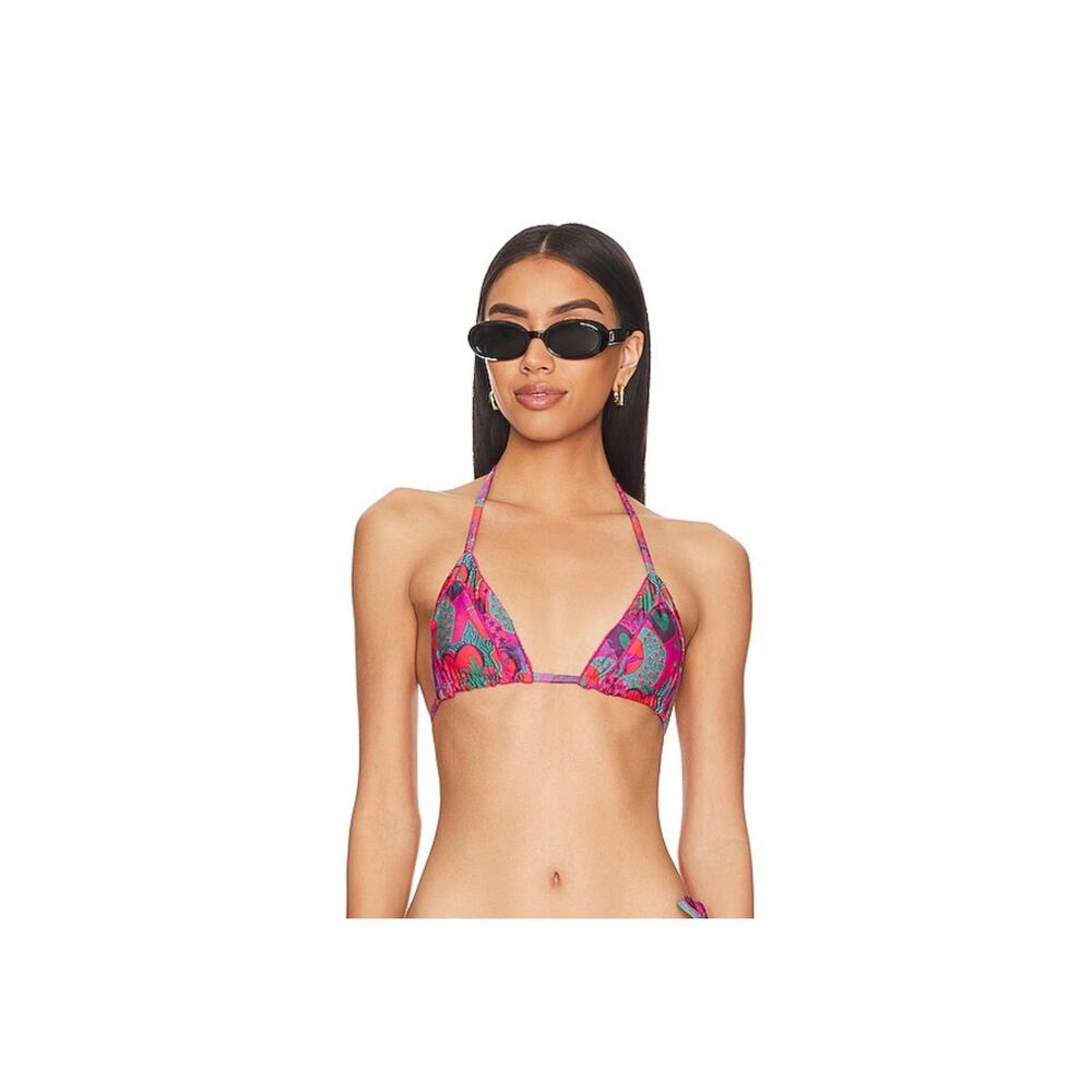 Beach Riot Julie Triangle Bikini Top in Hearts of Palm Tropical Print  Size M
